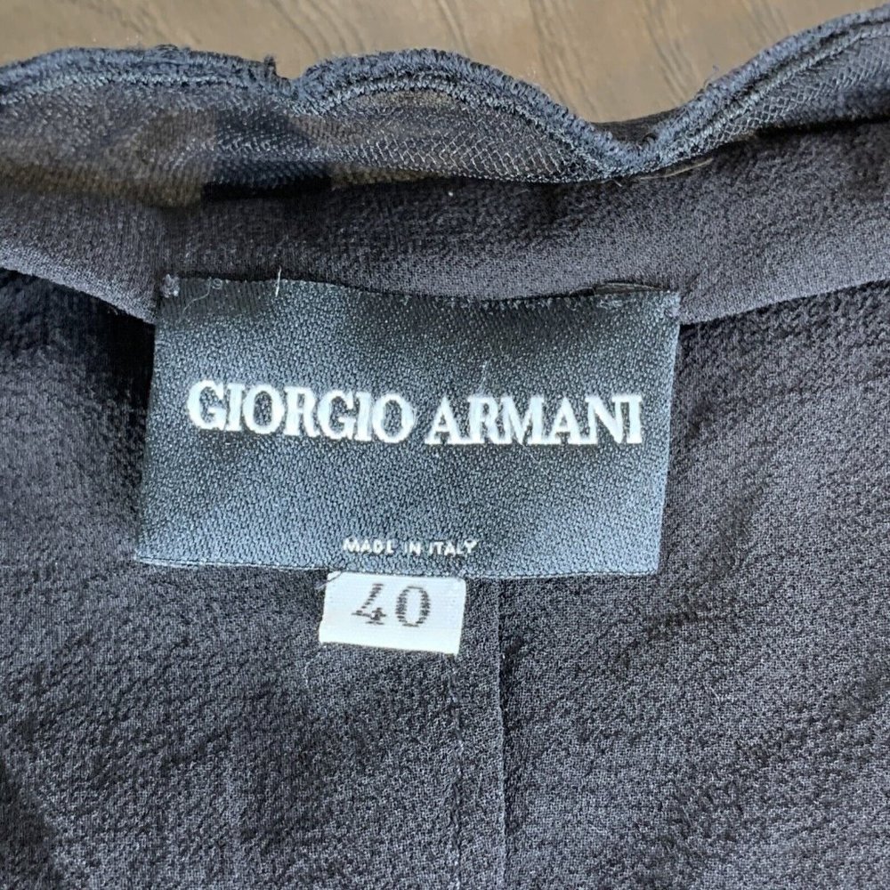 Giorgio Armani Dress Womans 40 Black Silk Embroid Silk Flowers Sparkle Sp Straps - Picture 9 of 11